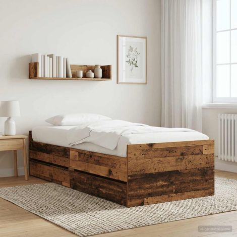 vidaXL Struttura del letto con cassetto Legno antico Pino massello (1/5)