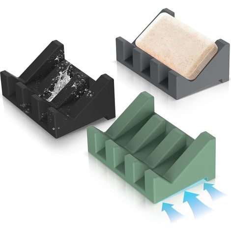 3er-Set länglicher, selbstreinigender Seifenschalen für Dusche, Seifenablage, Seifenhalter, Badezimmer-Seifenablage, Badewannen-Seifenablage – AquaForge (1/4)