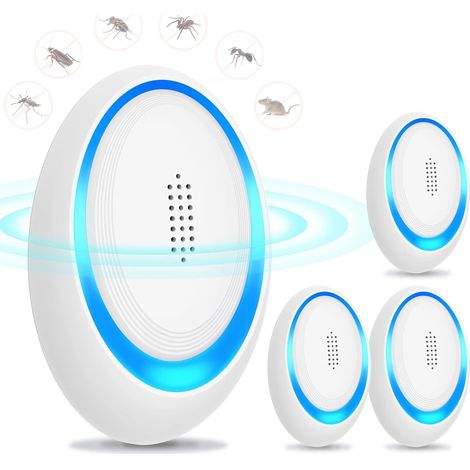 Ersandy – Répulsif antiparasitaire à ultrasons – Fréquence 20 à 55 kHz – Zone de couverture jusqu'à 120 m² – Lot de 4 unités (1/6)