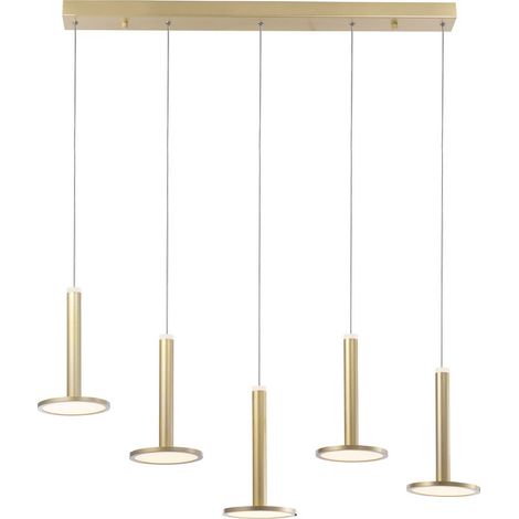 Merano Hialeah Plafonnier 5 Barres Lumineuse Aluminium Doré Satiné LED 53W 1967Lm 3000K