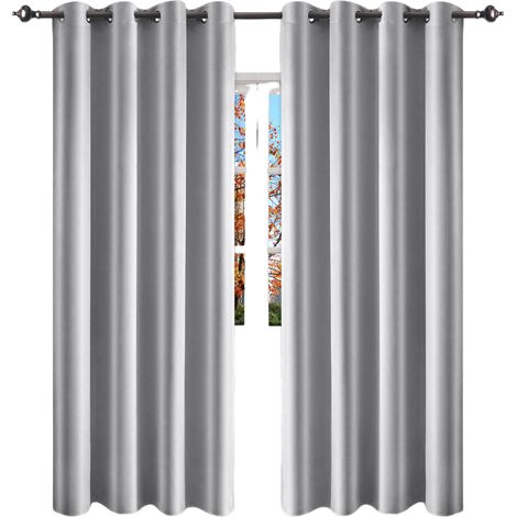 Rideaux occultants, idéaux pour la chambre, à œillets, isolants thermiques et phoniques, pour le salon (lot de 2), dimensions : 132 x 160 cm (largeur x longueur).