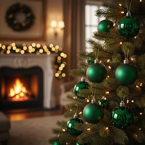 Set 6 palline di natale infrangibili mix lucido/opaco D 8 cm verde brillante Peraga Christmas (1/5)