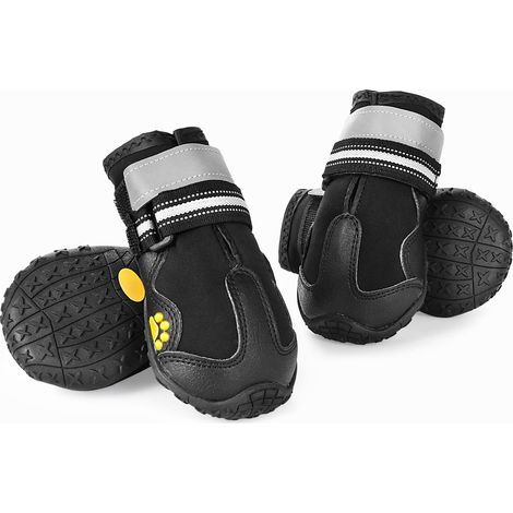 4 Pièces Chaussures de Chien Bottes Chien, Chaussure Chien Imperméables avec Sangles Réfléchissantes et Semelle Antidérapante pour Moyen Grand Chien (7) (1/5)