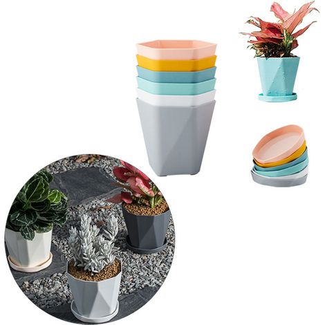 Ensemble de 6 pots en plastique à fond épais pour une utilisation intérieure et extérieure (1/5)