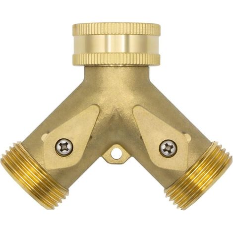 [NIEMALS VERWENDET] 2-Wege-Y-Verteiler 10964, 3/4" AG, Messing, mit Absperrventilen (1/4)
