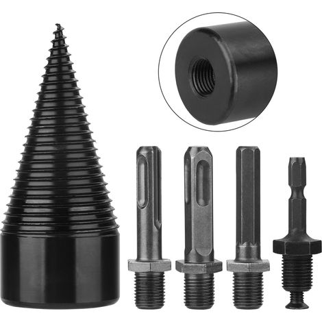 Mèche Fendeuse à Bois en Acier Carbone Robuste, Cône de Fendage à Haute Vitesse avec Douille Hexagonale pour Perceuse Électrique (1/5)