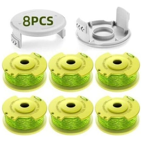 8 Paquet Modèle Actualisé Bobine Fil Coupe Bordure Convient pour Ryobi One +18v,24v,40v Coupe Bordures,Ø2.0mm et 3.4m Longueur AC14RL3A Remplacements Coupe Bordure(6 Bobine,2 Couvercle) (1/5)