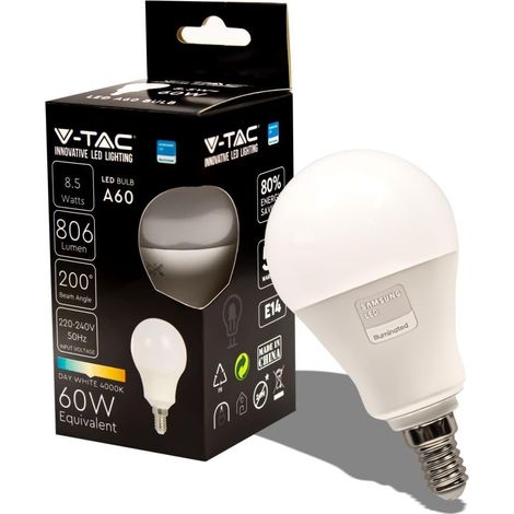 Ampoule LED culot E14 8,5W (équivalent 60W) A60-806 Lumen - 4000K Blanc Neutre - Ouverture du faisceau lumineux 200° - Efficacité Maximale et Économie d'Énergie (1/5)