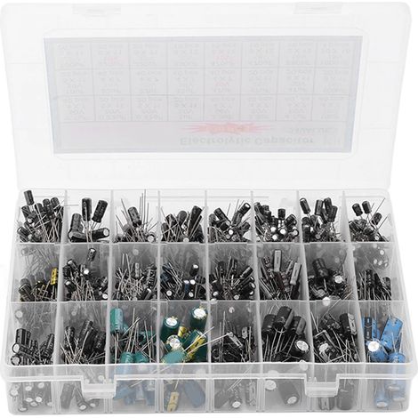 Kit assortiment 630 pièces condensateurs électrolytiques aluminium 24 valeurs 0.1μF‑1000μF pour bricolage (1/5)