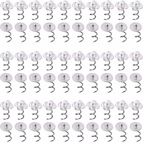 50 clous transparents en spirale à motifs floraux pour fixer les draps, les coussins de canapé et les jupes de lit - Fixations artisanales à faire soi-même. (1/5)