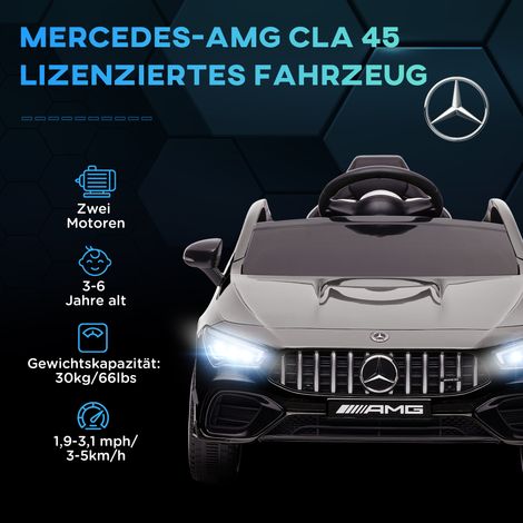 Voiture enfant électrique télécommandée noire avec roues transport, phares LED et klaxon, pour enfants 3-6 ans (1/4)