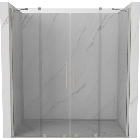 Mexen Velar Duo Schiebetür Duschtür 200 cm, transparent, gebürsteter Nickel - 871-200-000-02-97 (1/5)