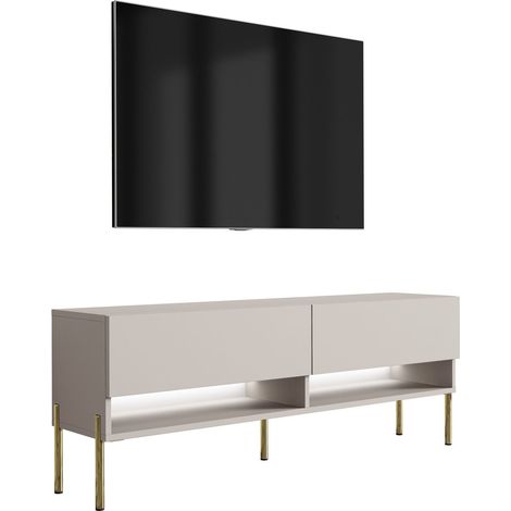 Meuble vasque, Blanc, 120 (2 × 60) × 57 × 46 cm, poignée dorée + Plan de travail (1/5)