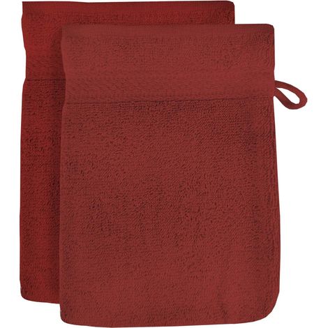 Soleil d'ocre Laguna Quantità di 2 Guanti di Gabinetto, Cotone, Rosso (Mattone), 16 x 21 cm