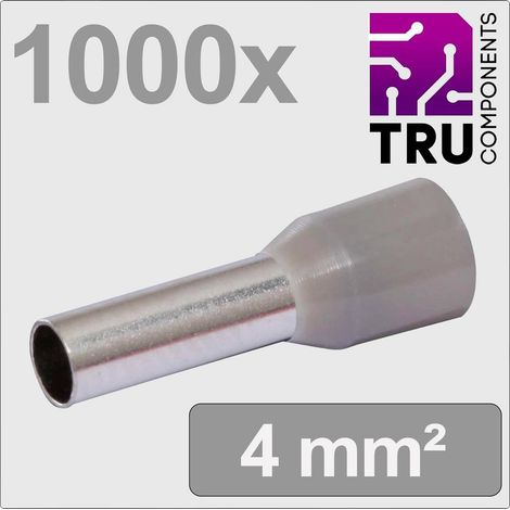 TRU COMPONENTS TC-13377212 Capocorda 4 mm² Parzialmente isolato Grigio 1000 pz.