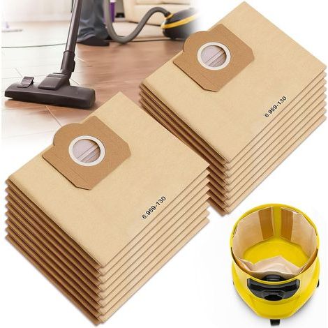 16 Stück Papier-Staubsaugerbeutel passend für Kärcher 6.959-130.0 A2201 WD3 Nass-Trocken Sauger (1/5)