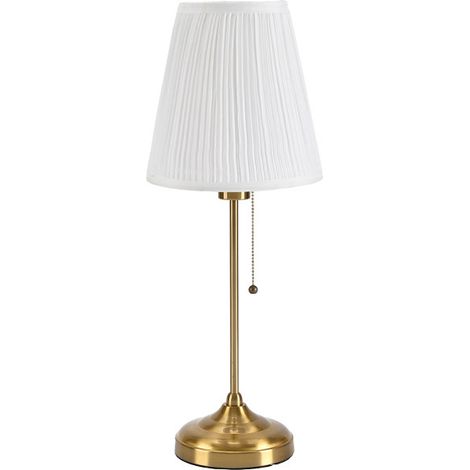 Lampe de Table Élégante en Laiton avec Abat-Jour Plissé Blanc (1/4)