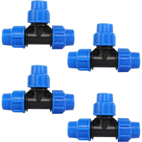 Raccords de Tuyau D’Eau en T, 4 Stück 25mm X 25 mm X 25 mm Raccord de Plomberie de Compression, Connecteur Plastique PP Raccord pour Installations Intérieures Et Extérieures (1/5)
