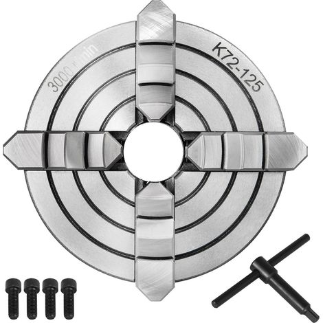 Mandrin de tour indépendant 125 mm, 4 mors réversibles, accessoire pour tour à métaux mini. (1/5)