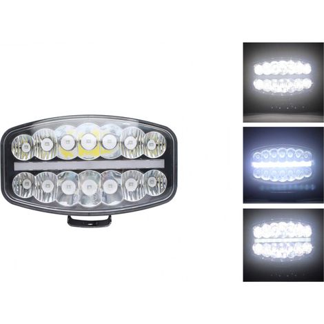 80W LED-Scheinwerfer Halogen, drei Funktionen, Neoneffekt, Neon 24,5 cm x 13,9 cm, 4100 lm, 12 V - 24 V, E-Kennzeichnung, passen