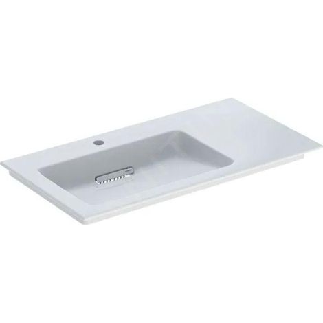 Geberit ONE - Meuble-lavabo 90x48x13 cm, trop-plein caché, avec trou pour robinetterie, sortie horizontale, KeraTect, blanc 505.007.00.1 (1/3)
