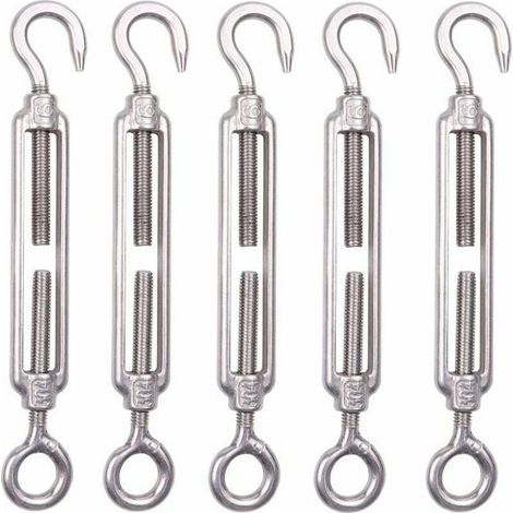 Lot de 5 M6 Tendeur Cable Inox 6mm Tendeur Cloture Crochet Tendeur 304 en Acier Inoxydable Réglable Tendeur Grillage pour Corde Cable Fil à Linge Jardin Grillage,Superma (1/5)