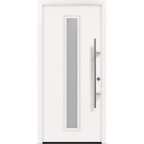 Puerta de entrada metálica PRO blanco RAL9016 Satinato B1100mm H2100mm izquierda RC2 DIN EN1627