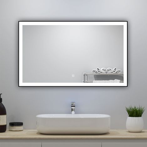 Acezanble miroir lumineux 120x70cm avec Anti-buée + 3 Couleurs + Dimmable, LED Miroir salle de bain (1/5)