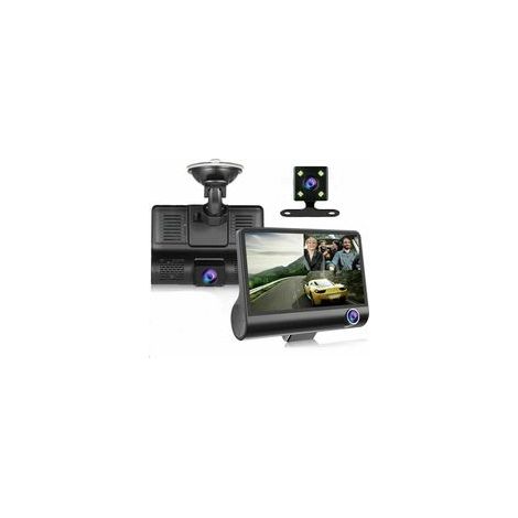 Caméra embarquée avec écran tactile de 4 pouces, résolution 1080p, double objectif (caméra avant/arrière) et enregistreur DVR intégré. (1/4)