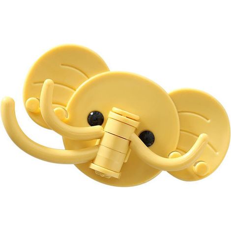 Crochet adhésif décoratif en forme de tête d'éléphant, en ABS, à fixer au mur, pour la salle de bain, la chambre, le salon, la cuisine, sans perçage. (1/5)
