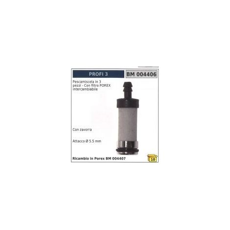 Batidora de 3 piezas con lastre y filtro POREX intercambiable conexión Ø  5,5 mm
