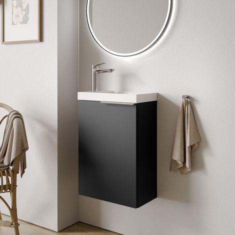 BERNSTEIN - Mobiletto bagno nero opaco 40x46x62cm (LxPxA) 2 cassetti, maniglie cromate - TIM40 Nero opaco, cromo