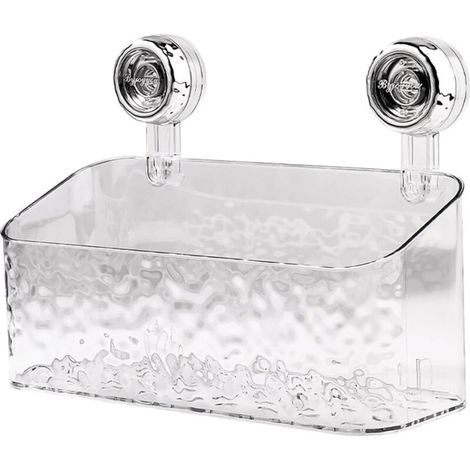 Salle De Bains Etagere Ventouse，Étagère Avec Motif Glacier，Boîte De Rangement Mural Pour Toilettes，Peut être Renforcé Par Rotation，Rangement Des Serviettes Et Autres Articles Divers（L-blanc）