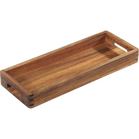 Plateau de Service en Bois d'Acacia avec Poignées - Plateau à Petit-déjeuner Allongé, Décoratif pour Vaisselle - Bois Dur Issu de Sources Durables - 40 (1/5)