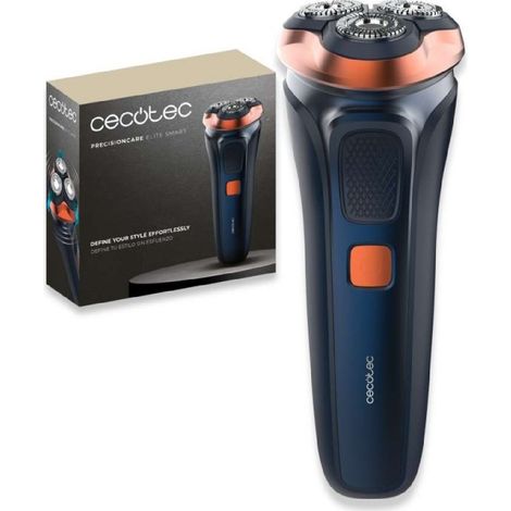 Cecotec Afeitadora Eléctrica Rotativa PrecisionCare Elite Smart. Cabezal 3D, Autonomía 90mins, Pantalla LED