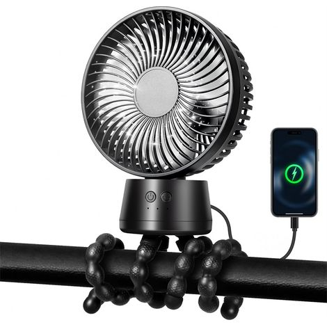 Ventilateur portable pour poussette, batterie 10 000 mAh, trépied rotatif automatique, refroidissement à 3 vitesses pour siège auto, chambre à coucher (1/5)