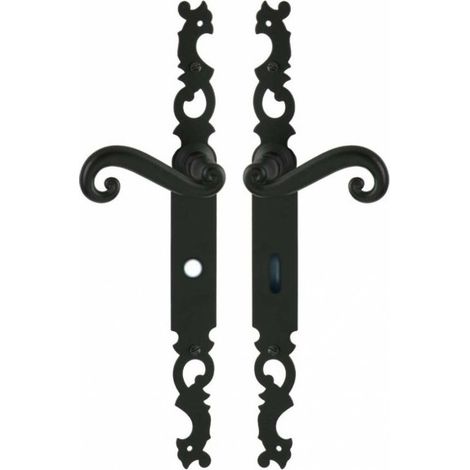 Ensemble de 2 poignées de porte Coq - sur plaque - condamnation (1/3)