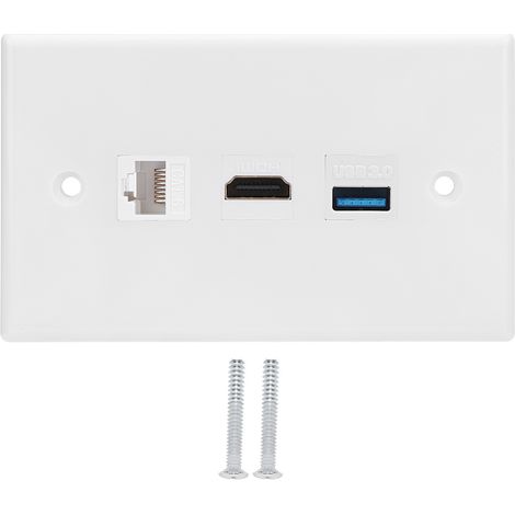 Panneau mural clip-on standard américain CAT6 HDMI USB3.0 pour prise interface domestique, plaque de montage mural. (1/5)