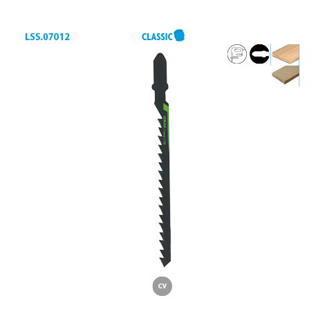5 lame per seghetto alternativo CV - Lu. 75 mm passo 4 mm - bordatura per legno - LEMAN - 7012.05 (1/2)