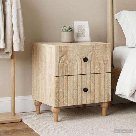 Lot de 2 tables de chevet à 4 tiroirs en bois d’ingénierie chêne sonoma 43 x 34,5 x 48 cm - PANGIVO (1/5)