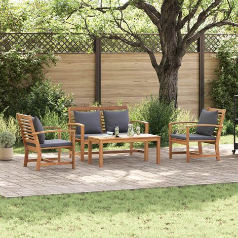 Gartensofa-set 4 pcs Natur Massivholz Teak
