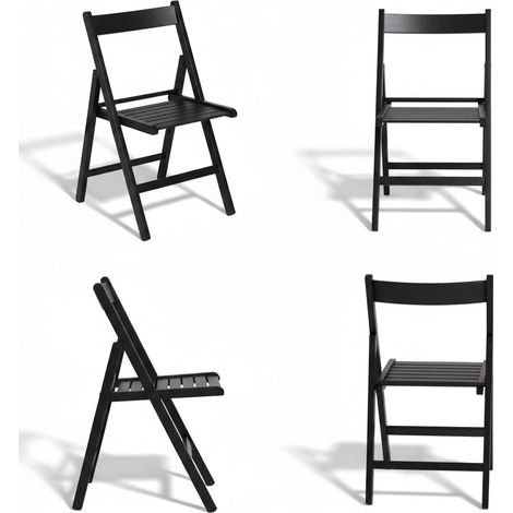 SEDIA PIEGHEVOLE in legno LIBERTY NERO 4 pezzi (1/2)