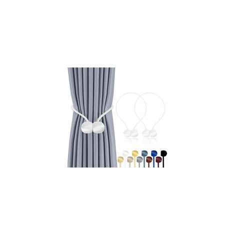 (Blanc)Lot de 2 Embrasses Rideaux Magnétiques – 10 Couleurs, Corde Polyester Reinforcée – pour Salon, Chambre, Salle à Manger & Salle de Bain