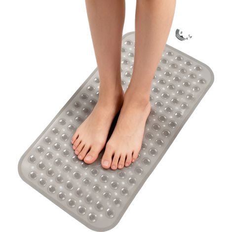 Tappetino da doccia antiscivolo, lavabile in lavatrice, 38x70 cm, grigio chiaro (1/2)