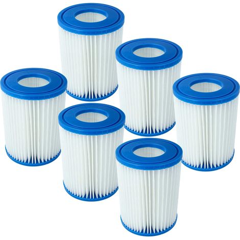 vhbw 6x Filter Cartridge compatible with Bestway 58386, 58383 Swimming Pool, Filter Pump - Water Filter, Blue White