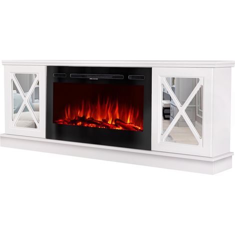 ART FLAME Cheminée électrique - Sorrento & Adeli - 1500W - blanc miroir