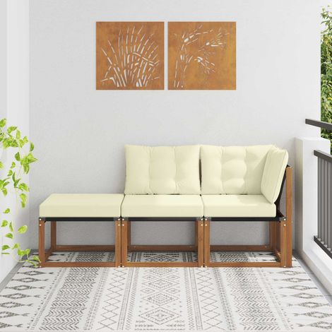 vidaXL Outdoor Sectional Sofa Units 3 Piece Natural and Cream (1/5)