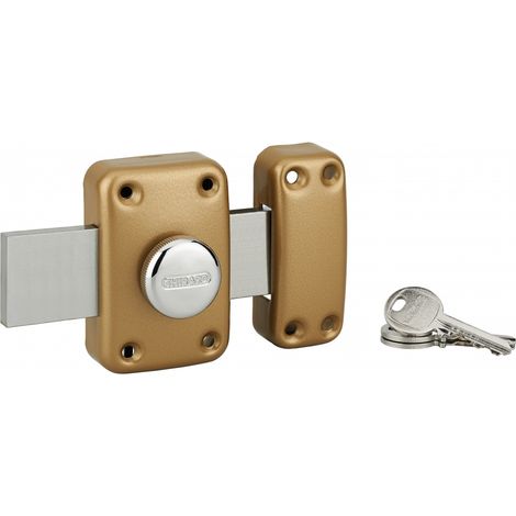 Thirard – Verrou à bouton Apache pour porte de garage – Cylindre 40mm – Pêne 160mm en acier – 3 clés – Époxy or – Haute sécurité
