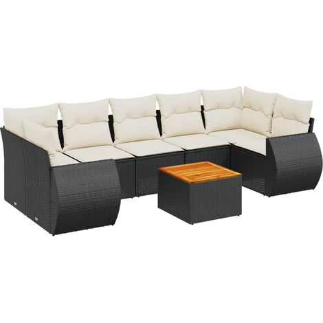 Maison Exclusive - Set Divani da Giardino con Cuscini 8 pz Nero in Polyrattan