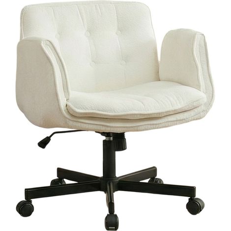 Chaise de bureau pivotante blanche avec accoudoirs réglables et roulettes, capacité 150 kg (1/5)